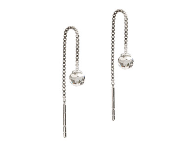Sistema Per Orecchini Con Filo E Catena, Argento 925, Paio - Immagine Standard - 3
