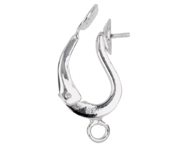 Coppia Di Clip A S Per Orecchini, Con Coppetta E Anellino, Per L'inserimento Di Charm O Perle Da 6 A 8 Mm, 5 Mm, Argento 925 - Immagine Standard - 1