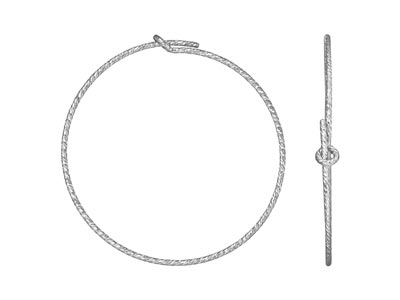 Orecchini A Cerchio Tipo Crole Scintillanti Con Chiusura A Gancio, 30mm, Argento 925, Sacchetto Da 3 Pa