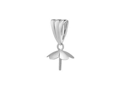 Portagioie Scanalato Da 8 MM Per Perla, Calotta A Fiore Da 4,50 Mm, Argento 925