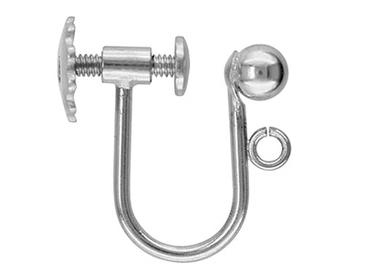 Morsa A Vite Per Orecchini Con Perlina E Anellino, Filo A Sezione Tonda, 3 Mm, Argento 925 - Immagine Standard - 1