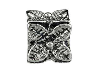 Perlina Per Charm A Forma Di Cubo Con Motivo A Fiore, Argento 925 - Immagine Standard - 1