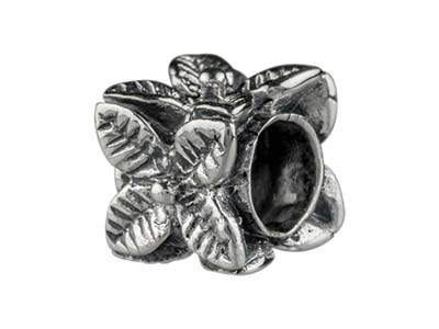 Perlina Per Charm A Forma Di Cubo Con Motivo A Fiore, Argento 925 - Immagine Standard - 2