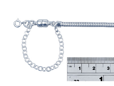 Bracciale Per Ciondoli, Maglia Serpente Da 3 Mm, Chiusura Magnetica, 19 Cm, Argento 925 E Catenella Di Sicurezza, 190 Mm, Argento 925 - Immagine Standard - 2
