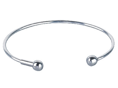 Bracciale Rigido Liscio Con Estremità A Sfera Avvitabile, Argento 925 - Immagine Standard - 1