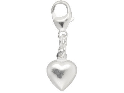 Charm A Forma Di Cuore Con Moschettone, 11 Mm, Argento 925