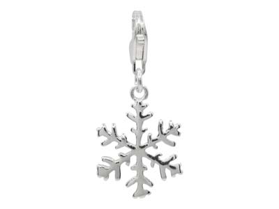 St Sil Snowflake Design Charm With Carabiner Trigger Clasp