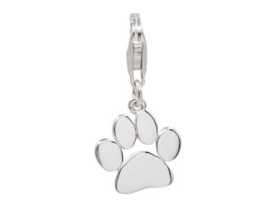 St Sil Paw Print Design Charm With Carabiner Trigger Clasp