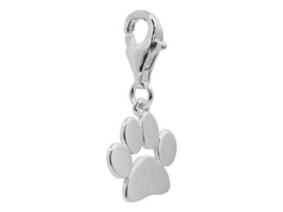 St Sil Paw Print Design Charm With Carabiner Trigger Clasp - Immagine Standard - 2