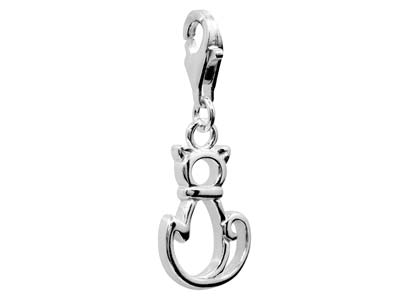 St Sil Cat Design Charm With Carabiner Trigger Clasp - Immagine Standard - 2