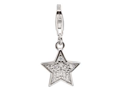 Charm Stella Con Zirconi E Manette,argento 925