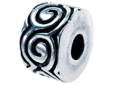 Distanziatore Decorativo, Motivo A Spirale Intarsiato Nero, 8,70 Mm, Argento 925