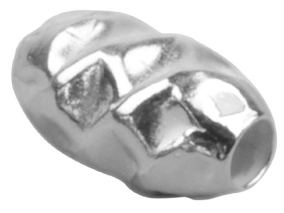 Perla Ovale Martellata 2 Fori 8 X 5mm, Argento 925, Sacchetto Da 10