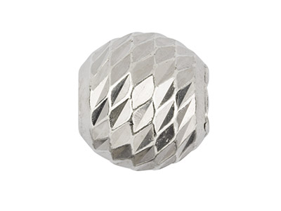 Perlina Rotonda Con Finitura Sfaccettata A Diamante, 4mm, Argento 925