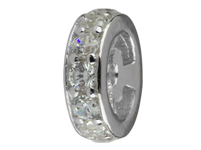 Distanziatore Per Perle Da 6 Mm, Argento 925 Con Zirconi