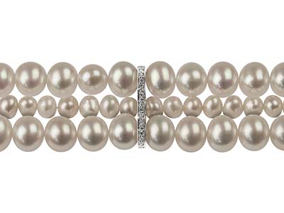 Distanziatore Triplo Per Perle Da 6x 18 Mm, Argento 925 Con Zirconi - Immagine Standard - 4