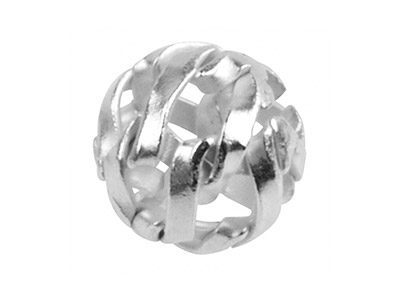 Confezione Da 10 Perline Con Motivo A Rete, 7 Mm, Argento 925 - Immagine Standard - 1