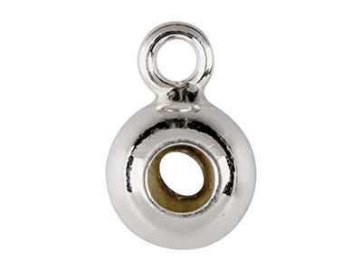 Fermo A Sfera 6 MM 2 Fori Con Anello, Cuore In Silicone, Argento 925 - Immagine Standard - 2