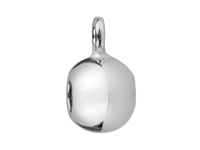 Fermo A Sfera 6 MM 2 Fori Con Anello, Cuore In Silicone, Argento 925 - Immagine Standard - 3