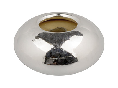 Perlina Stopper A Forma Di Ellisse 8 MM 2 Fori, Anima In Silicone, Argento 925