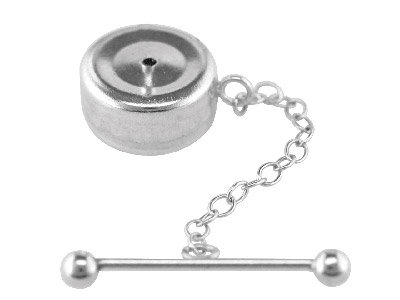 Sistema Di Cravatta A Bottone Con Catena E Barra, Argento 925 - Immagine Standard - 1