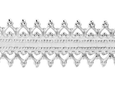 Fascia Da Galleria Doppia Cuori Invertiti, 0,50 X 8,50 Mm, Argento 925semiduro - Immagine Standard - 3