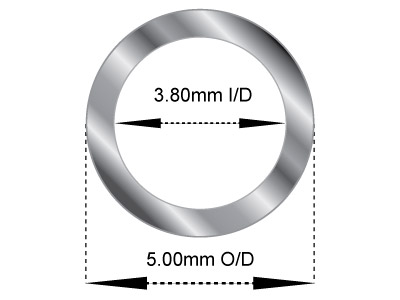 Tubo Medio, Rif. 1, Diametro Esterno 5 Mm, Diametro Interno 3,8 Mm, Spessore Della Parete 0,6 Mm, Oro Bianco Da 18 Kt, 100% Oro Riciclato - Immagine Standard - 2