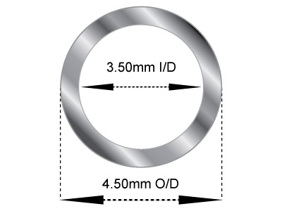 Tubo, Rif. 2, Diametro Esterno 4,5 Mm, Diametro Interno 3,5 Mm, Spessore Della Parete 0,5 Mm, Oro Bianco Medio Da 18 C, 100% Oro Riciclato - Immagine Standard - 2