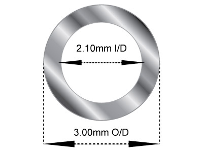 Tubo Medio, Rif. 5, Diametro Esterno 3 Mm, Diametro Interno 2,1 Mm, Spessore Della Parete 0,45 Mm, Oro Bianco Da 18 Kt, 100% Oro Riciclato - Immagine Standard - 2