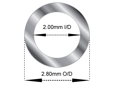 Tubo Medio, Rif. 6, Diametro Esterno 2,8 Mm, Diametro Interno 2 Mm, Spessore Della Parete 0,4 Mm, Oro Bianco Da 18 Kt, 100% Oro Riciclato - Immagine Standard - 2