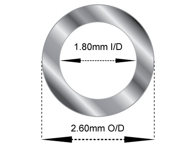 Tubo, Rif. 7, Diametro Esterno 2,6 Mm, Diametro Interno 1,8 Mm, Spessore Della Parete 0,4 Mm, Oro Bianco Medio Da 18 Kt, 100% Oro Riciclato - Immagine Standard - 2