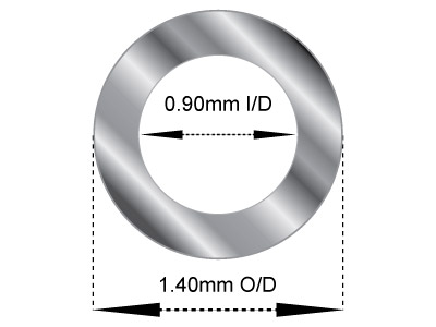 Tubo, Rif. 13, Diametro Esterno 1,4 Mm, Diametro Interno 0,9 Mm, Spessore Della Parete 0,25 Mm, Oro Bianco Medio Da 18 Kt, 100% Oro Riciclato - Immagine Standard - 2