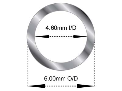 Tubo Medio, Rif. B, Diametro Esterno 6 Mm, Diametro Interno 4,6 Mm, Spessore Della Parete 0,7 Mm, Oro Bianco Da 18 Kt, 100% Oro Riciclato - Immagine Standard - 2