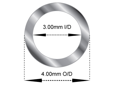 Tubo, Rif. 3, Diametro Esterno 4 Mm, Diametro Interno 3 Mm, Spessore Della Parete 0,5 Mm, Argento 925, 100% Argento Riciclato - Immagine Standard - 2