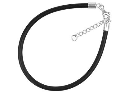 Bracciale In Caucci Nero 2,6 Mm, Per Perle Fantasia, 20 Cm