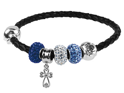 Bracciale In Pelle Intrecciata Neraper Perle, 3,60 Mm, Chiusura A Mos Chettone In Argento 925, 19 Cm - Immagine Standard - 2