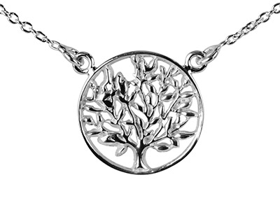 Collana Con Pendente Albero Della Vita, 45 Cm, Argento 925