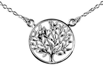 Collana albero Della Vita, Lunghezza Totale 45cm, Argento 925