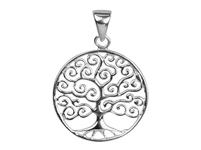 Pendente Con Albero Della Vita Dal Design Contemporaneo, Argento 925