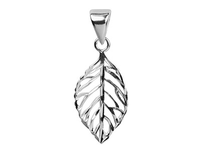 Ciondolo Foglia Taglio Diamante Traforato 20 Mm, Argento 925