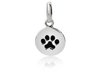 Pendente Rotondo Con Impronta Di Cane In Argento 925/1000 - Immagine Standard - 1