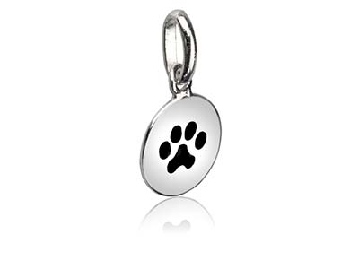 Pendente Rotondo Con Impronta Di Cane In Argento 925/1000 - Immagine Standard - 2