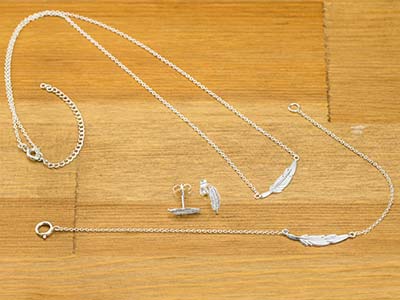 Collana Modello Piume, 40/45 Cm, Argento 925 - Immagine Standard - 5