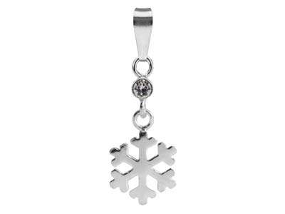 St Sil Snowflake Design Drop Pndnt Set With Cz