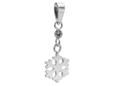 St Sil Snowflake Design Drop Pndnt Set With Cz - Immagine Standard - 2