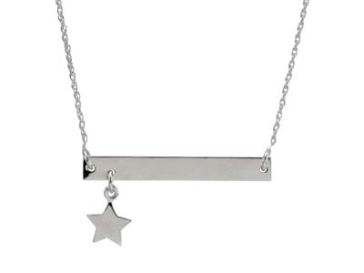 Collana Con Ciondolo Barretta E Pendente Stella, 40 Cm, Argento 925