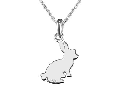 Collana A Forma Di Coniglio, 45 Cm Con Estensione Di 3 Cm, In Argento 925