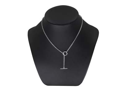 Collana A Maglie Forzate, Chiusura A T, 42 Cm, Argento 925 - Immagine Standard - 3