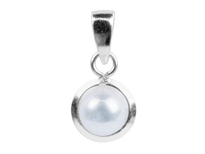 Pendente Con Perla Coltivata Biancada 6 Mm, Asola In Argento 925