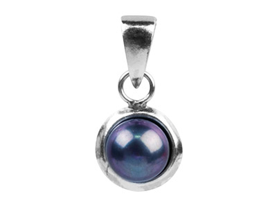 Pendente Con Perla Coltivata Nera Da 6 Mm, Cerniera In Argento 925